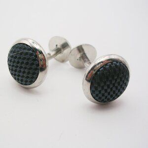 Cufflinks silver tone vintage textured front stud back vintage Men's Jewelry